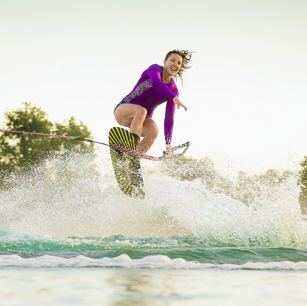 Natalia Berdinakava performing a ski line trick