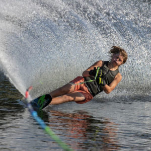 Aaron Bartlett, 13, practices his moves on the slalom course
