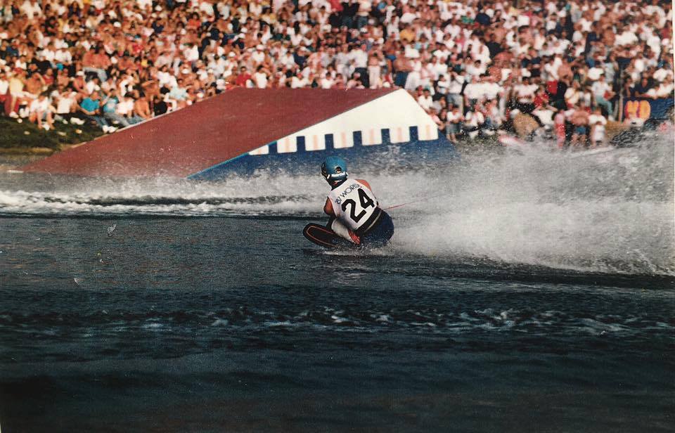 Sammy Duvall jumping at the 1987 World Championships.