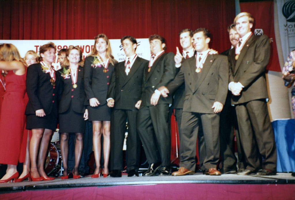 Team Canada wins gold at the 1991 World Water Ski Championships in Austria