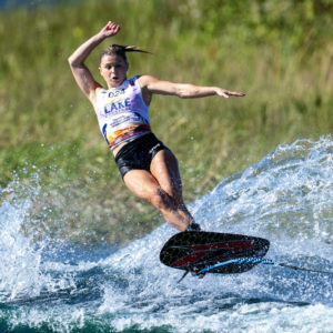 Erika Lang tricking at the IWWF World Championships October 2023