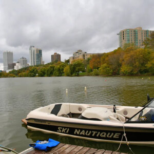 My boat floating for the first time in Veteran’s Park Lagoon