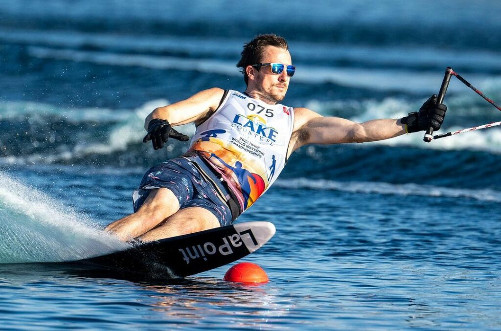 Cole McCormick rocks some shades during the 2023 IWWF world waterski championships