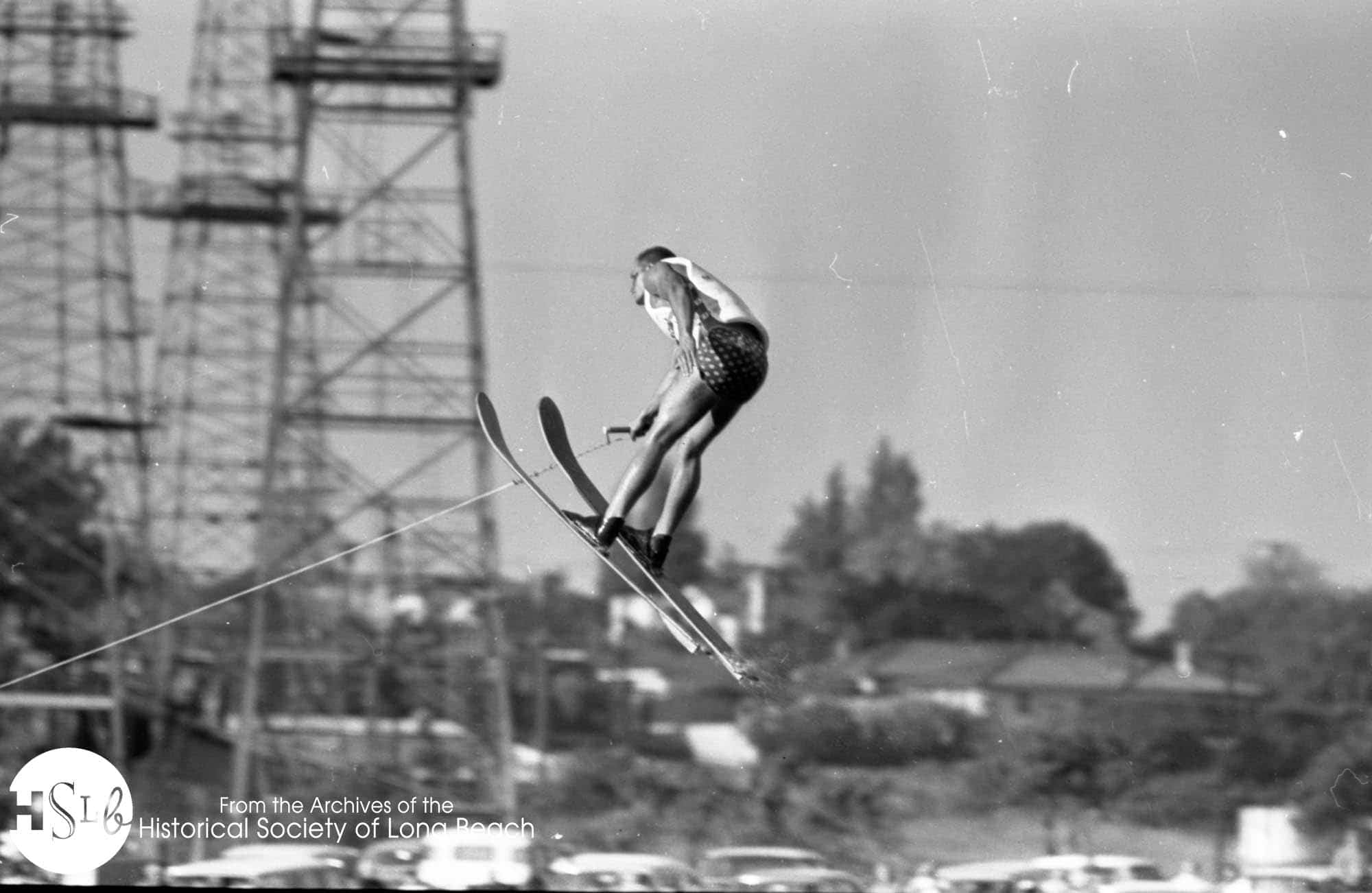 Chuck Stearns jumps at the 1961 World Championships in Long Beach, California