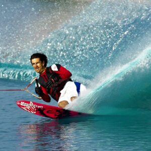 Wade Cox is a 7 time US National Slalom Champion and now a Hall-of-Fame water ski inductee.