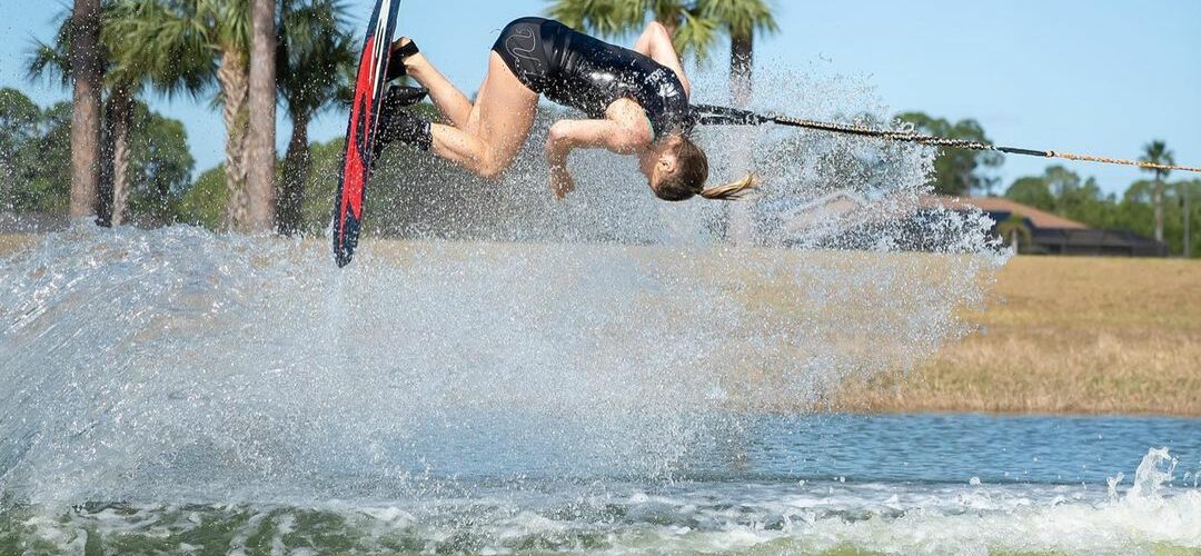 Erika Lang throws a frontflip