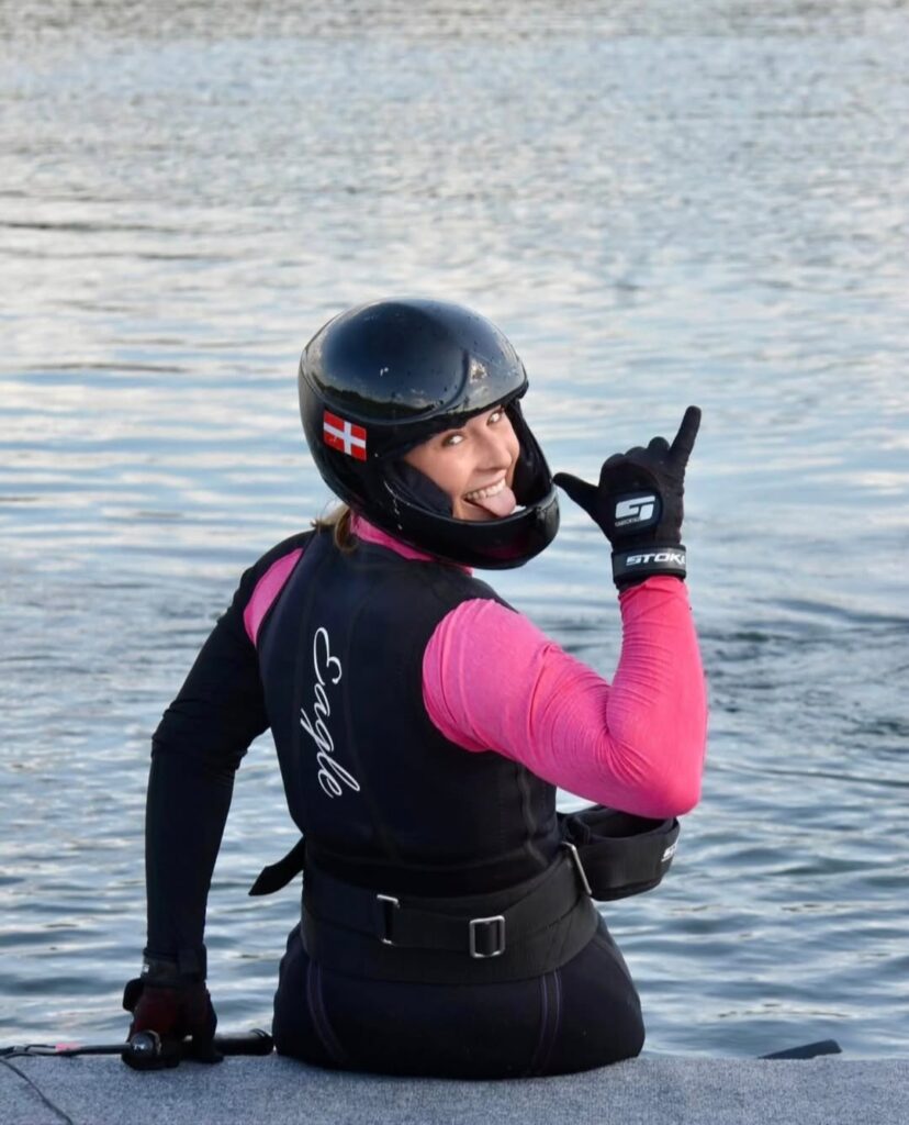 Maise Jacobsen holds the under-17 world water ski jump record