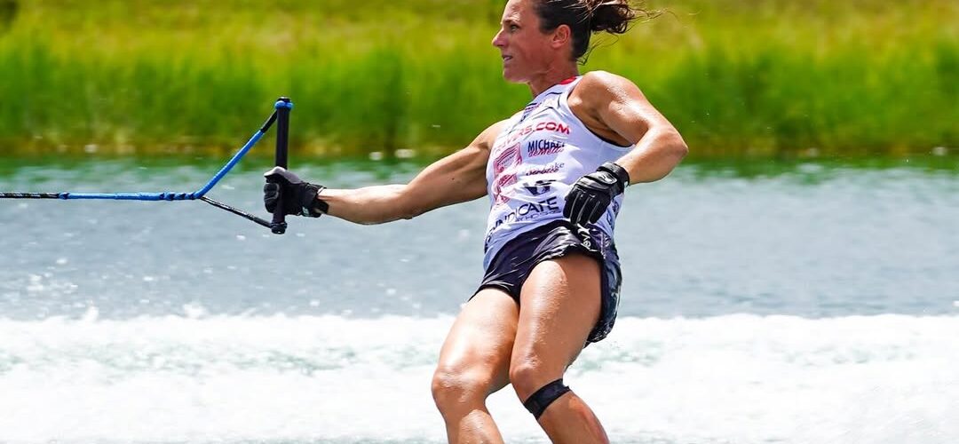 Regina Jaquess slaloms at the 2025 Travers Grand Prix