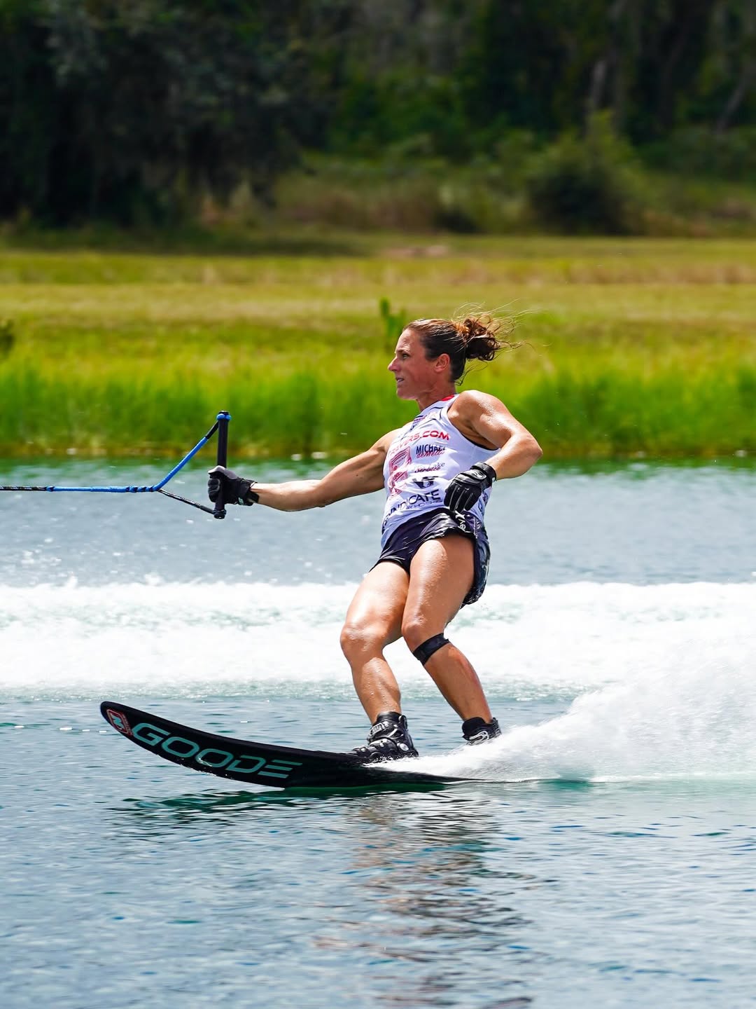 Regina Jaquess slaloms at the 2025 Travers Grand Prix