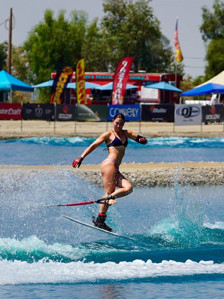 Alexia Abelson tricks at the 2025 US Water Ski National Championships