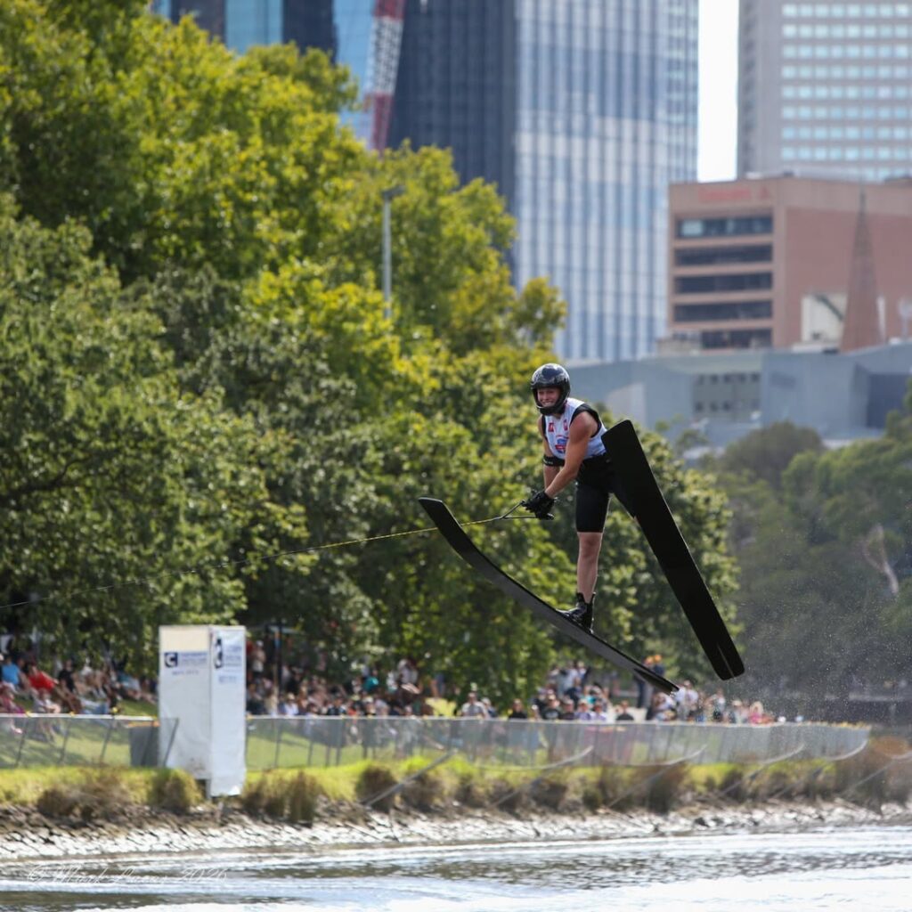 Zarhli Reeves jumps at the 2026 Moomba Masters